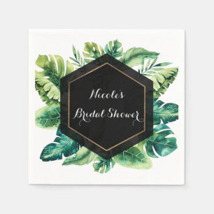 Tropical Rain Forest Leaves Elegant Wedding Party Napkin