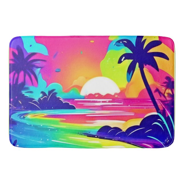 Tropical Rainbow Beach Dream Bath Mat (Front)