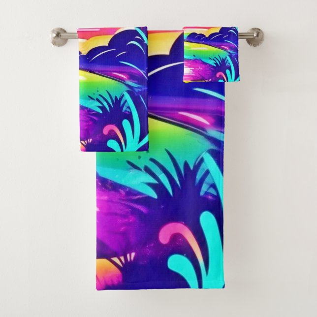 Tropical Rainbow Beach Dream Bath Towel Set (Insitu)