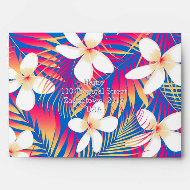 Tropical rainbow frangipani envelope (Front)