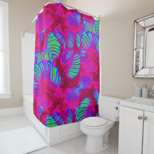 Tropical Rainbow Leaves Shower Curtain