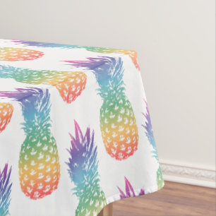 Tropical rainbow pineapple pattern tablecloth