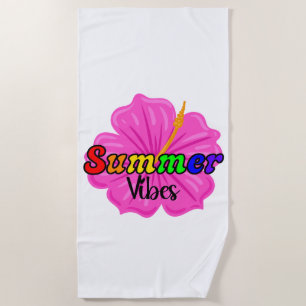 Tropical Rainbow Summer Vibes   LGBTQ Pride Floral Beach Towel