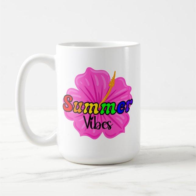 Tropical Rainbow Summer Vibes | LGBTQ Pride Floral Coffee Mug (Left)
