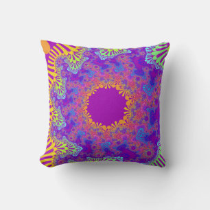 Tropical Rainbow Sunburst Throw Pillow