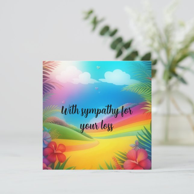 Tropical Rainbow Sympathy Card (Standing Front)