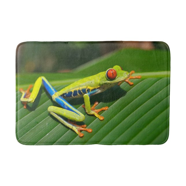Tropical rainforest green red-eyed tree Frog Bath Mat (Front)