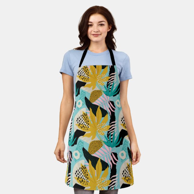 Tropical Rainforest Leaves Pattern Apron (Worn)