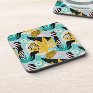 Tropical Rainforest Leaves Pattern Coaster