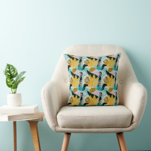 Tropical Rainforest Leaves Pattern Cushion