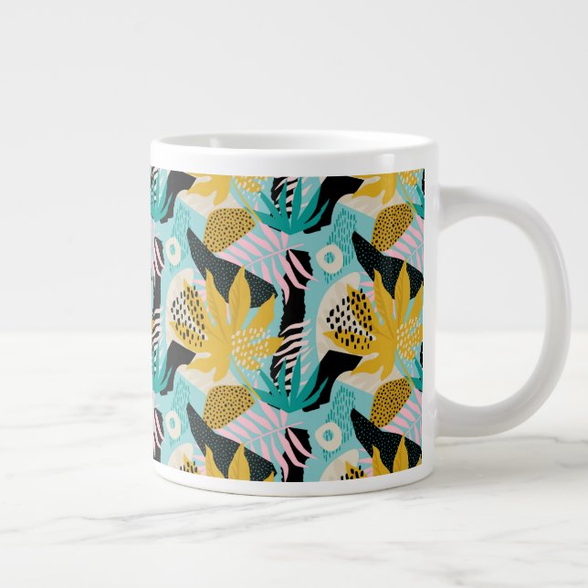 Tropical Rainforest Leaves Pattern Large Coffee Mug (Right)