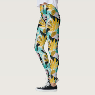 Tropical Rainforest Leaves Pattern Leggings