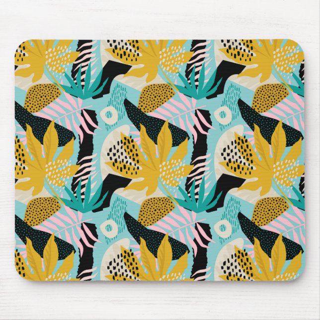 Tropical Rainforest Leaves Pattern Mouse Pad (Front)
