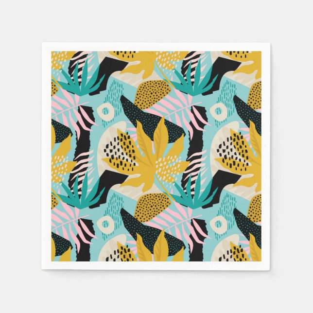 Tropical Rainforest Leaves Pattern Napkin (Front)
