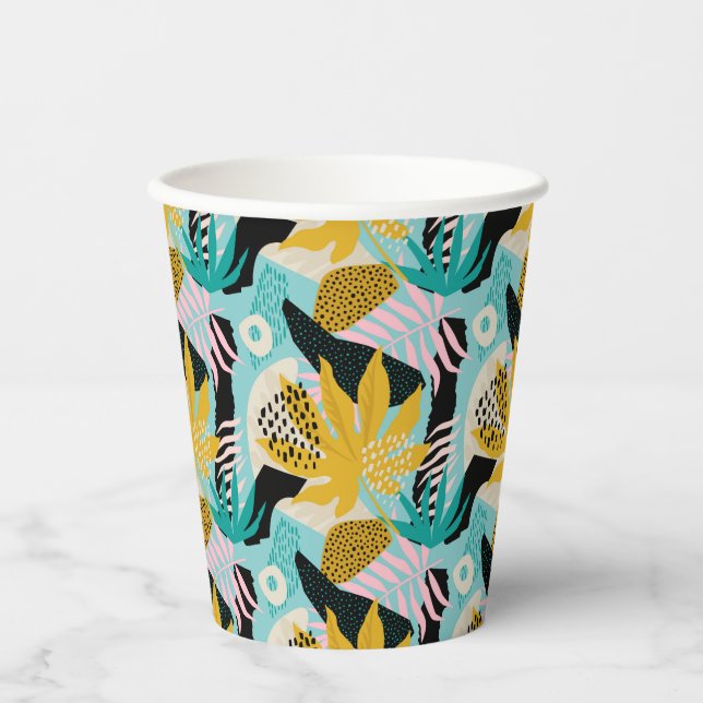 Tropical Rainforest Leaves Pattern Paper Cups (Front)