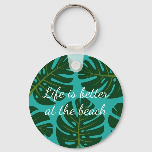 Tropical rainforest Monstera palm leaf keychains (Front)