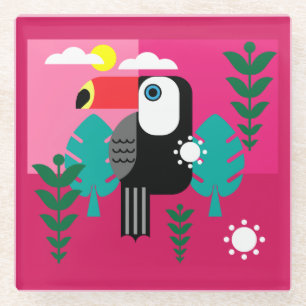Tropical Rainforest Toucan Glass Coaster