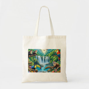 Tropical Rainforest Waterfall Tote Bag