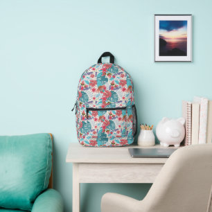 Tropical Rainforest with Monstera Leaves & Flowers Printed Backpack