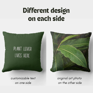 Tropical rainy Dark Green Leaves, Plant Lover Cushion