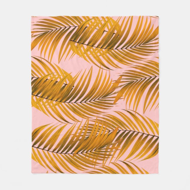 Tropical Realistic Leaves Pattern Trendy Fashion C Fleece Blanket (Front)