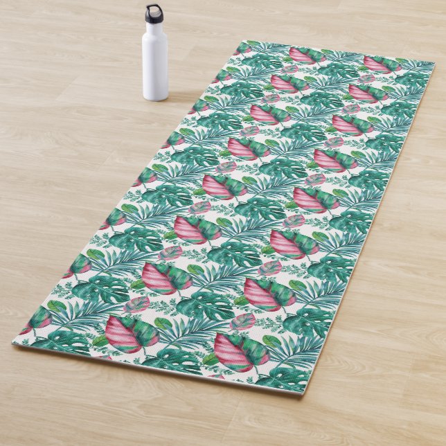 Tropical Red and Green Palm Leaves  Yoga Mat (In Situ)