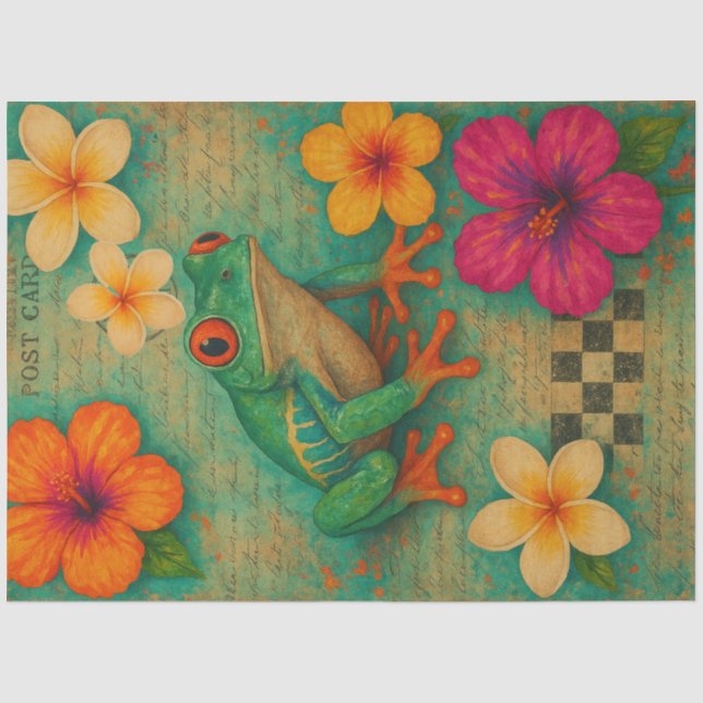 Tropical Red-Eyed Tree Frog Decoupage Paper  (Front)
