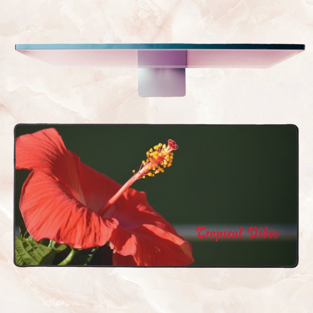 Tropical Red Hibiscus Flower Dramatic Photographic Desk Mat (Creator Uploaded)