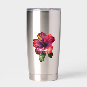 Tropical Red Hibiscus Flower Insulated Tumbler