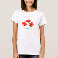 Tropical Red Hibiscus Flowers T-Shirt