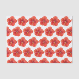 Tropical Red Hibiscus Watercolor Flowers Tissue Paper