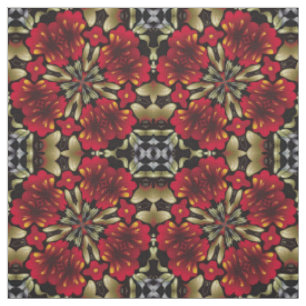 Tropical Red Mandala Kaleidoscope Fabric