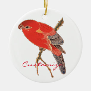 Tropical Red Parrot Flower Thunder_Cove Ceramic Ornament