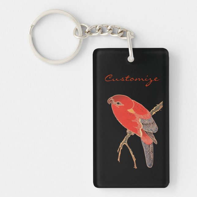 Tropical Red Parrot Thunder_Cove Key Ring (Front)