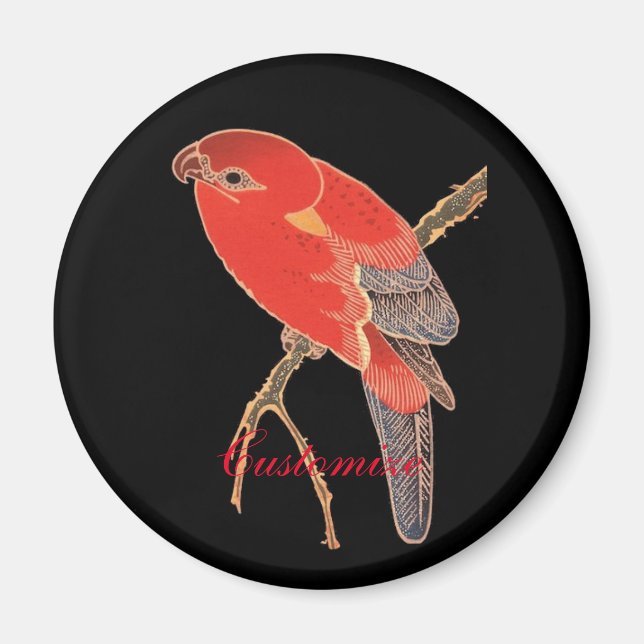 Tropical Red Parrot Thunder_Cove Magnet (Front)