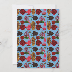 Tropical Red Sea Coral Reef Ocean Fish Watercolor  Holiday Card