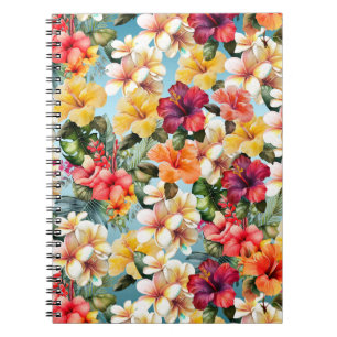 Tropical Red Yellow Tropical Hibiscus Flowers Notebook