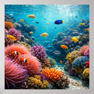 Tropical Reef Full of Marine Life Poster