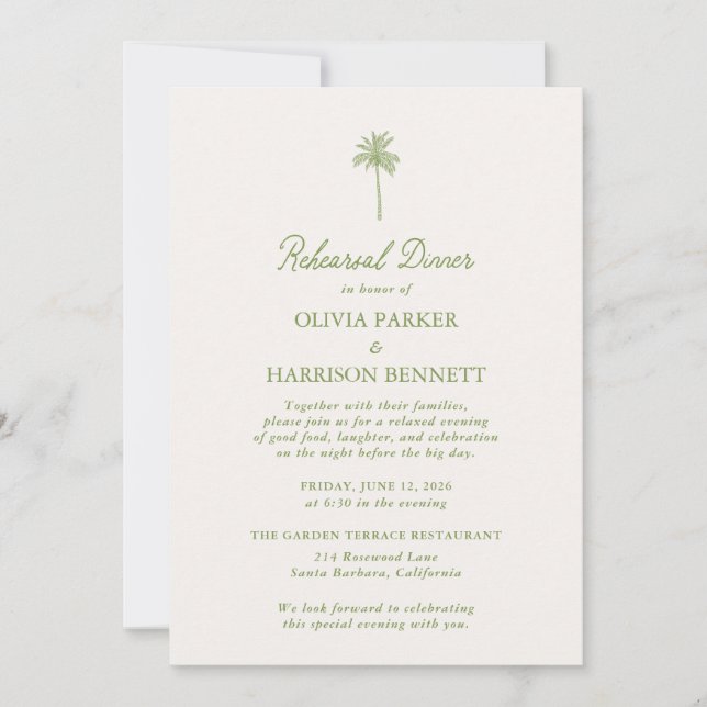 Tropical Rehearsal Dinner Invitation (Front)