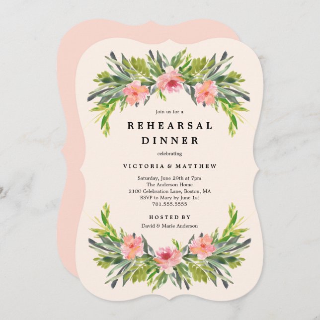 Tropical Rehearsal Dinner Invitation (Front/Back)