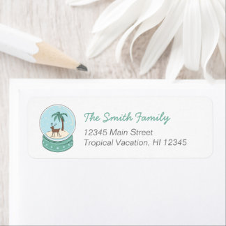 Tropical Reindeer Snow Globe Address Labels