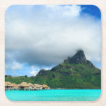 Tropical resort on Bora Bora coaster<br><div class="desc">Coaster with an overwater resort in the fantastic turquoise lagoon of Bora Bora with Mt. Otemanu in the background in French Polynesia near Tahiti. Great destination for a honeymoon!</div>