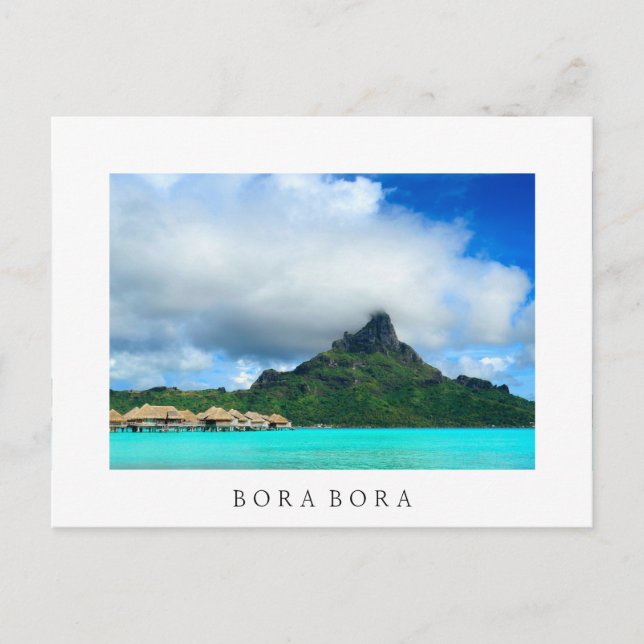 Tropical resort on Bora Bora white postcard (Front)