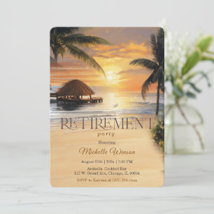 Tropical Retirement Party With Sunset Invitation