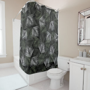 Tropical Retro Night Pattern #2 #palms #decor #art Shower Curtain