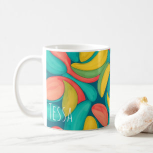 Tropical Retro Organic Swirl Colourful Petal Art Coffee Mug