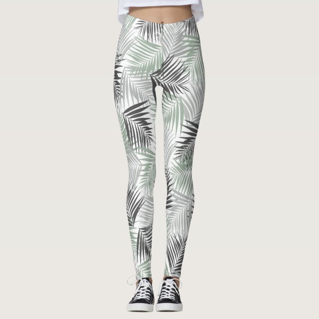 Tropical Retro Pattern #5 #palms #decor #art Leggings (Front)