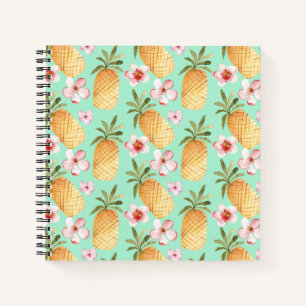 Tropical retro print on mint background notebook
