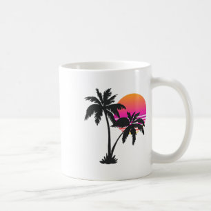 Tropical Retro Style Vintage Sunset Beach Palm Tre Coffee Mug