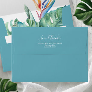 Tropical Return Address Envelopes Turquoise